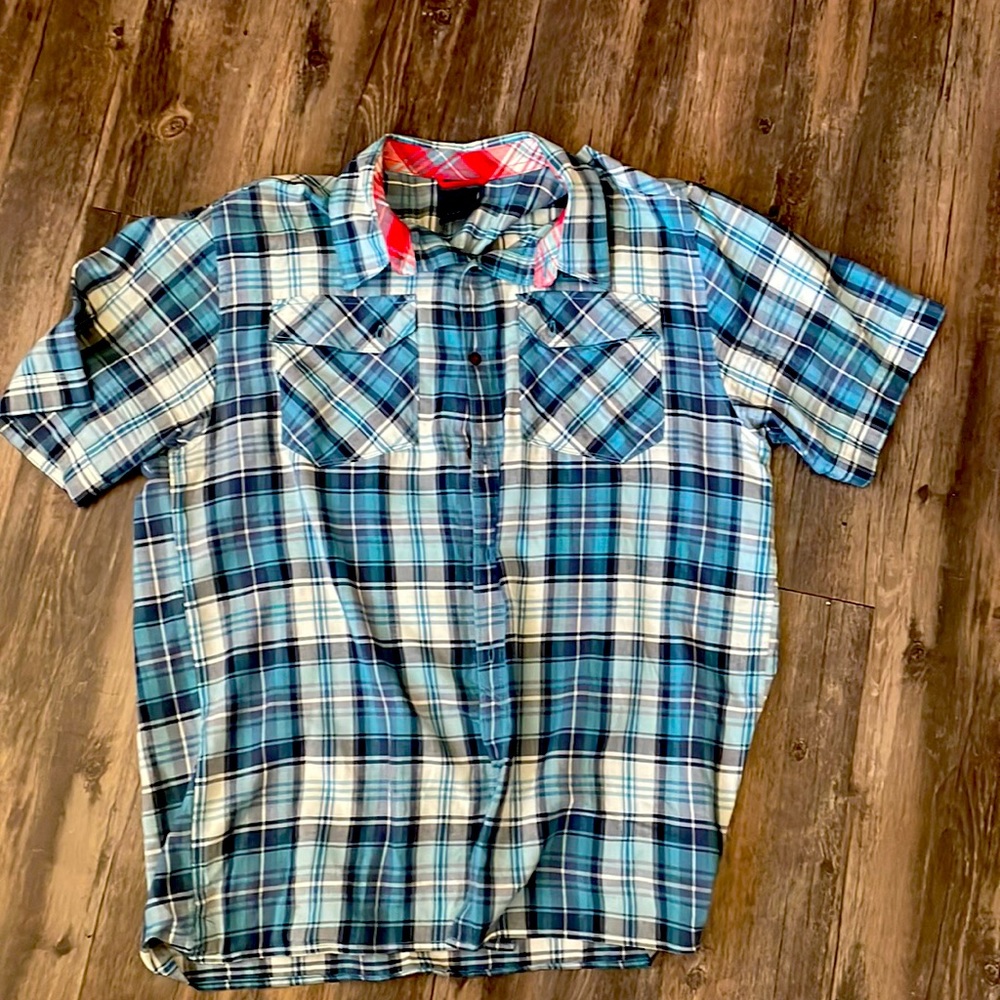 North face never stop exploring men’s large button down shirt
